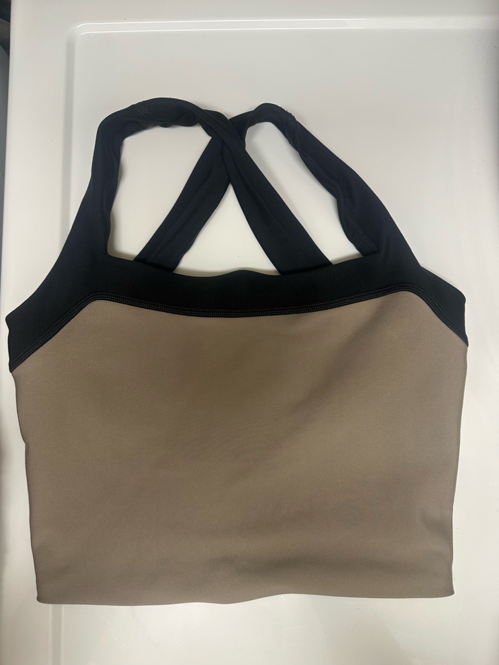 YPB sculptLUX/ Abercrombie Black & Taupe Women’s Cropped Tank Bralette
